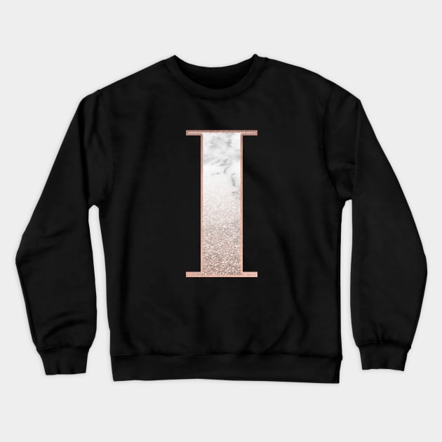 Monogram rose gold glitter marble I Crewneck Sweatshirt by peggieprints